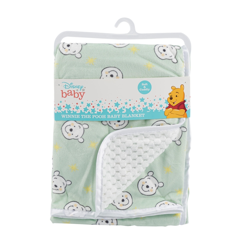 Disney Baby Winnie the Pooh Mint Green & White Plush Baby Blanket